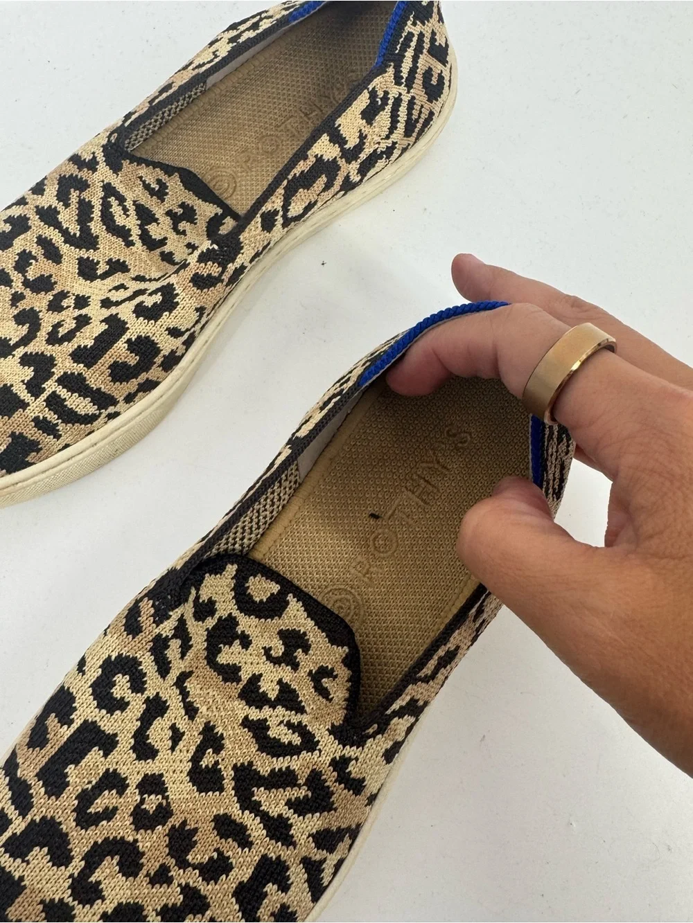 Rothy's The Sneaker Camo Cat Leopard Print Slip on Shoes Animal Brown Size 6.5